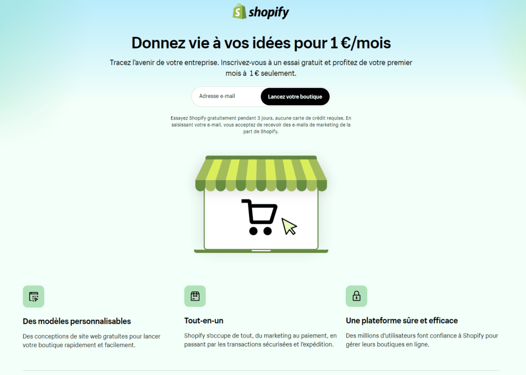 Créer un site web avec Shopify