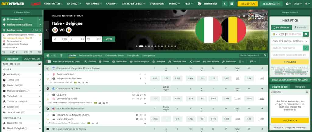 Meilleurs sites de paris sportif CI Betwinner