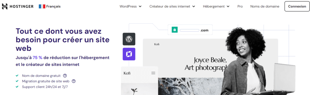 Site web gratuit avec Hostinger